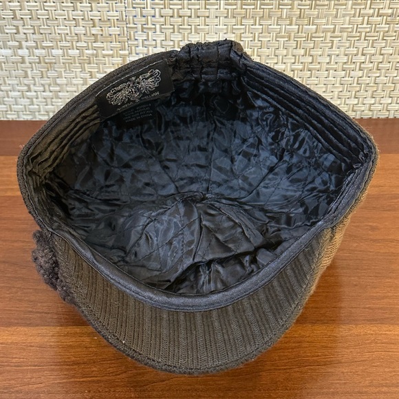 🌟HP🌟Brown Twill Cabbie Hat with Knitted Brim and Rose Accent by Angela & William - Picture 10 of 11